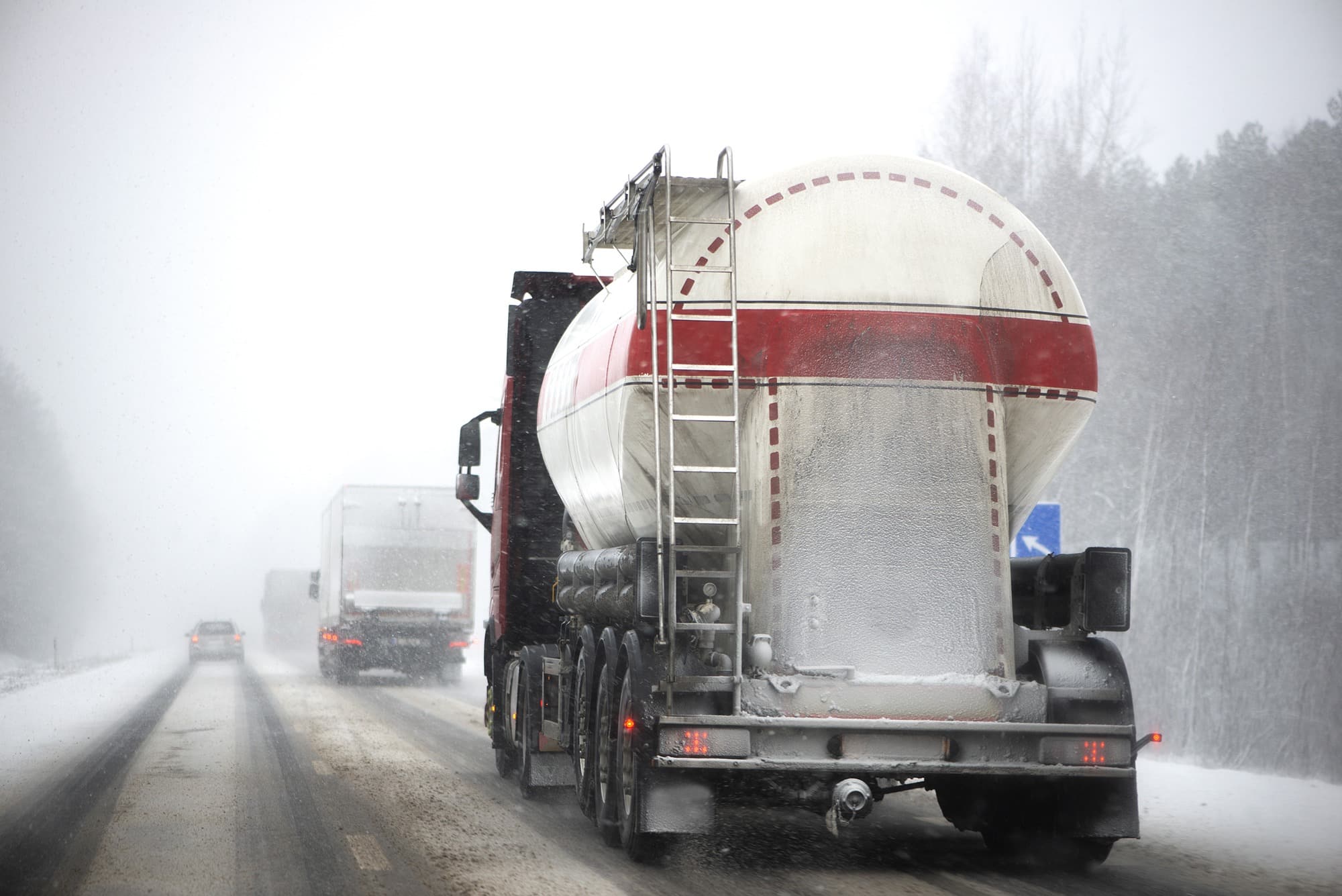 diesel delivery truck in cold weather. Freight transportation, fuel